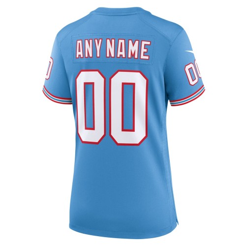 Tennessee Titans Nike Women's Oilers Throwback Custom Game Jersey - Light Blue Tennessee Titans Nike Women's Oilers Throwback Custom Game Jersey - Light Blue