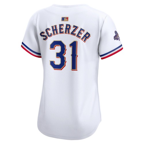 Max Scherzer Texas Rangers Nike Women's 2024 Gold Collection Limited Player Jersey – White Max Scherzer Texas Rangers Nike Women's 2024 Gold Collection Limited Player Jersey – White