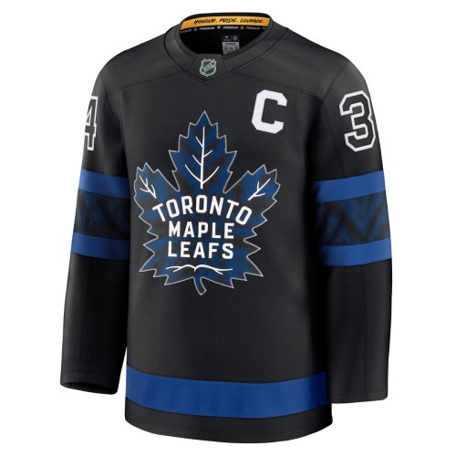 Auston Matthews Toronto Maple Leafs Captain Patch Alternate Premium Jersey - Black Auston Matthews Toronto Maple Leafs Captain Patch Alternate Premium Jersey - Black
