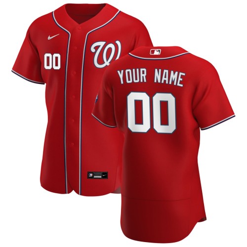 Washington Nationals Nike Alternate Authentic Custom Patch Jersey - Scarlet Washington Nationals Nike Alternate Authentic Custom Patch Jersey - Scarlet