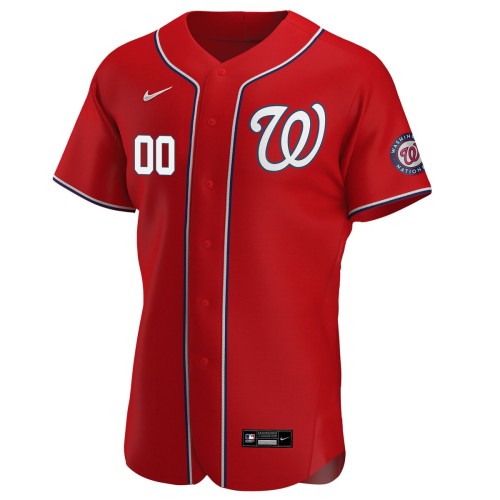 Washington Nationals Nike Alternate Authentic Custom Patch Jersey - Scarlet Washington Nationals Nike Alternate Authentic Custom Patch Jersey - Scarlet