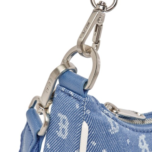 Dia MONOGRAM Jacquard Denimlike Strap Hobo Bag Boston Red Sox