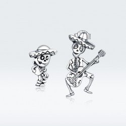 Skull Man With Guitar Stud Earrings