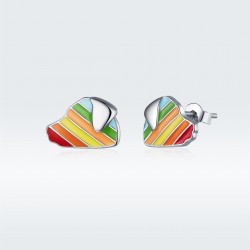 Rainbow Dog Stud Earrings