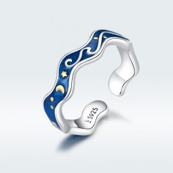 Starry Sky From Van Gogh Statement Open Ring