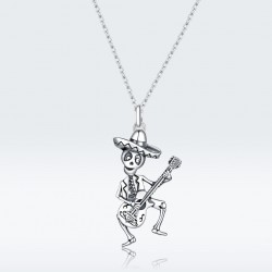 Skull Man With Guitar Necklace