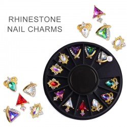 12 Pieces Multicolor Rhinestone Nail Jewelry Nail Charms