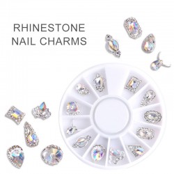 12 Pieces Clear Rhinestone Nail Jewelry Nail Charms