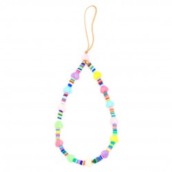 Beaded Phone Charm Colorful Hearts Beads