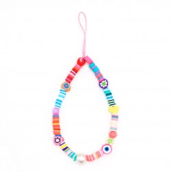 Beaded Phone Charm Evil Eye Flower Beads