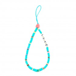 Beaded Phone Charm Love Theme Beads Blue