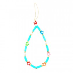 Beaded Phone Charm Star Beads Blue