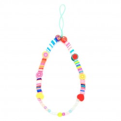 Beaded Phone Charm Colorful Hearts Beads