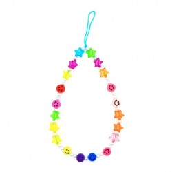 Beaded Phone Charm Colorful Stars Smile Beads