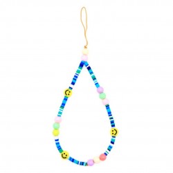 Beaded Phone Charm Smile Beads Blue