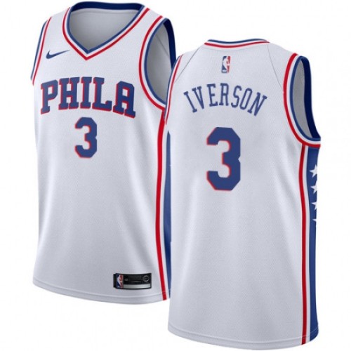 Men's Philadelphia 76ers Allen Iverson #3 Nike White Swingman Jersey - Association Edition Men's Philadelphia 76ers Allen Iverson #3 Nike White Swingman Jersey - Association Edition