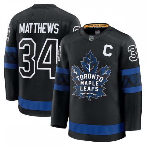 Auston Matthews Toronto Maple Leafs Captain Patch Alternate Premium Jersey - Black Auston Matthews Toronto Maple Leafs Captain Patch Alternate Premium Jersey - Black