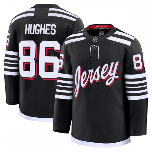 Jack Hughes New Jersey Devils Alternate Premium Jersey - Black Jack Hughes New Jersey Devils Alternate Premium Jersey - Black