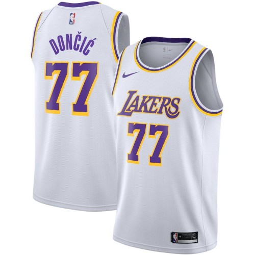Los Angeles Lakers Youth Nike Association Edition Swingman Jersey - White - Luka Dončić