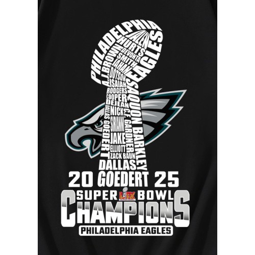 2025 LIX Super Bowl Champions Philadelphia Eagles NFL Trophy T-Shirt 2025 LIX Super Bowl Champions Philadelphia Eagles NFL Trophy T-Shirt