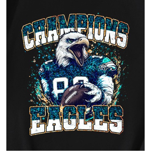 Vintage Glitter Champions Eagles Football Mascot T-Shirt Vintage Glitter Champions Eagles Football Mascot T-Shirt