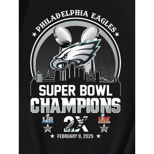 Philadelphia Eagles Superbowl Champions 2X Repeat 2017 2025 T-Shirt Philadelphia Eagles Superbowl Champions 2X Repeat 2017 2025 T-Shirt