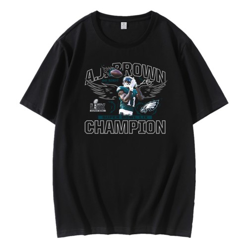 A.J. Brown Black Philadelphia Eagles Super Bowl LIX Champions T-Shirt A.J. Brown Black Philadelphia Eagles Super Bowl LIX Champions T-Shirt