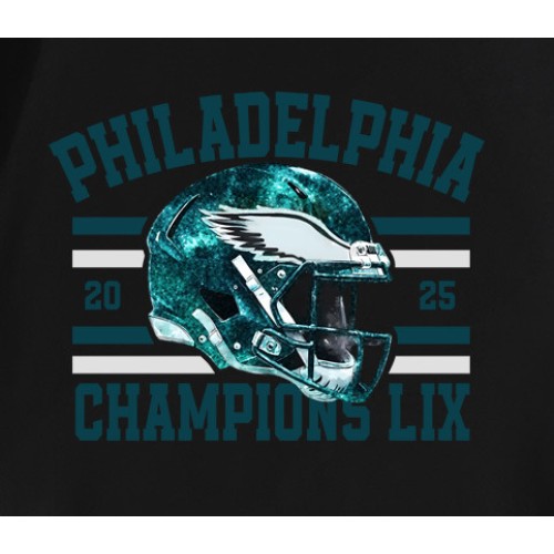 Glitter Philadelphia 2025 Champions LIX Football Helmet T-Shirt Glitter Philadelphia 2025 Champions LIX Football Helmet T-Shirt