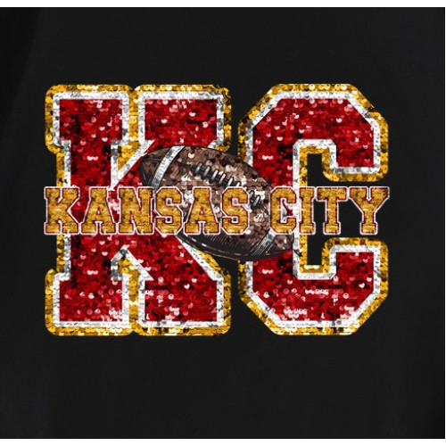 Kansas City Chiefs Football Faux Sequin T-Shirt Kansas City Chiefs Football Faux Sequin T-Shirt