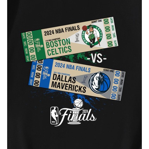 Celtics Mavericks 2024 NBA Finals Dueling Ticket T-Shirt Celtics Mavericks 2024 NBA Finals Dueling Ticket T-Shirt