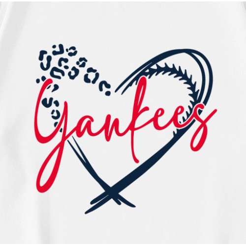 Leopard Heart Baseball Yankees T-Shirt Leopard Heart Baseball Yankees T-Shirt