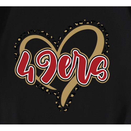 49ers Heart Leopard Pattern T-Shirt 49ers Heart Leopard Pattern T-Shirt